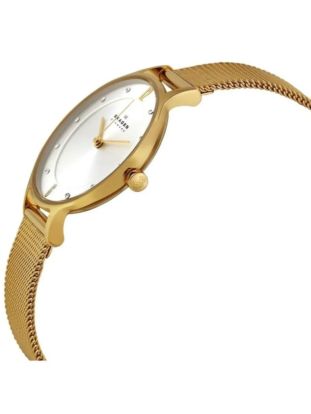 NWT Skagen Anite Silver Dial Gold-tone Mesh Ladies Watch